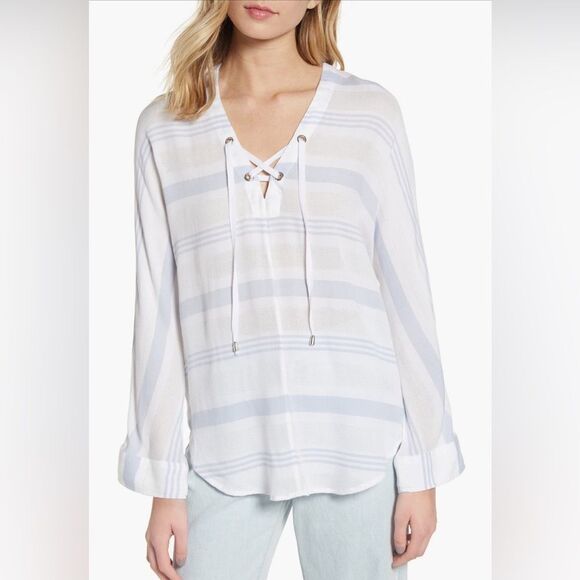 Rails Lily Brighton Stripe Tunic Top White MEDIUM Coastal Prep Nautical Vacation - Picture 1 of 15